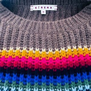 Colorful stripe Xirena chunky alpaca sweater! So chic!